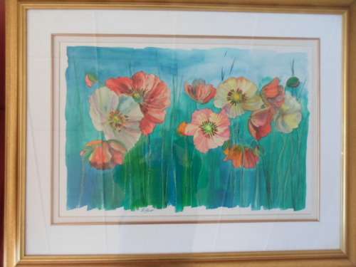 HETTIE SAAIMAN: VALUABLE LARGE ORIGINAL ACRYLIC INK PAINTING