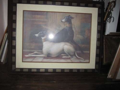 LARGE ELAINE VOLLHERBST-LANE LITHOGRAPH OF WHIPPETS