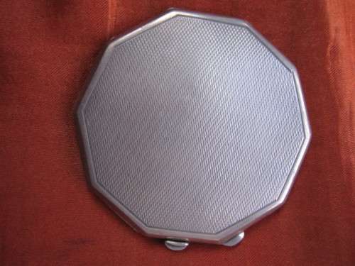 ART DECO SILVER POWDER COMPACT