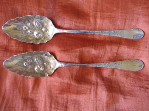 LARGE PAIR OF GEORGIAN SILVER BERRY SPOONS
