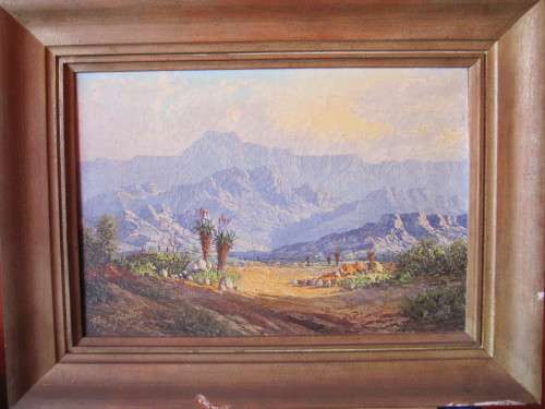 REG GRATTAN LANDSCAPE WITH ALOES AND MOUNTAINS