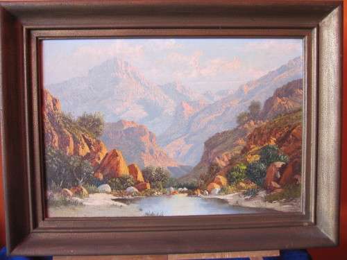 REG GRATTAN LANDSCAPE: RIVER THROUGH MOUNTAINS