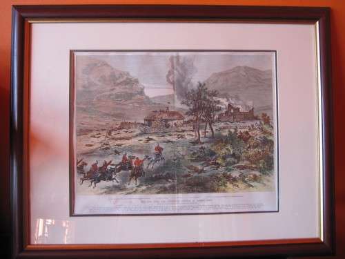ZULU WAR: FRAMED PRINT/ENGRAVING OF ROURKES DRIFT