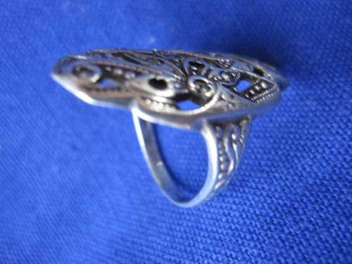 ART DECO STERLING SILVER AND MARCASITE RING