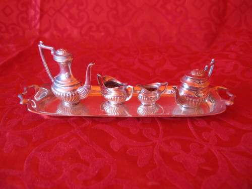 HALLMARKED MINIATURE TEA SET ON TRAY