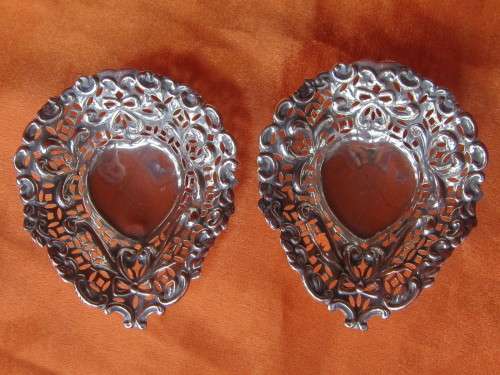 PAIR OF SILVER BON BON DISHES