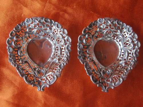 PAIR OF SILVER BON BON DISHES