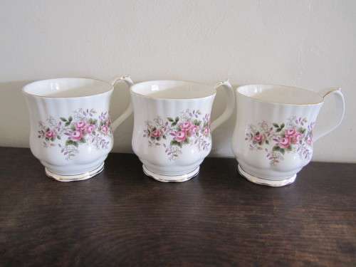 THREE ROYAL ALBERT LAVENDER ROSE COFFEE CUPS