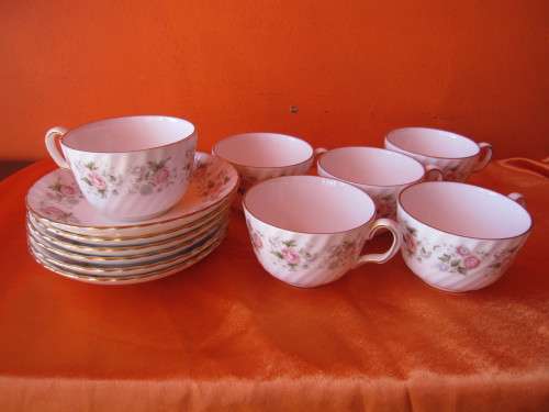6 MINTON SPRING BOQUET TEACUPS AND SAUCERS