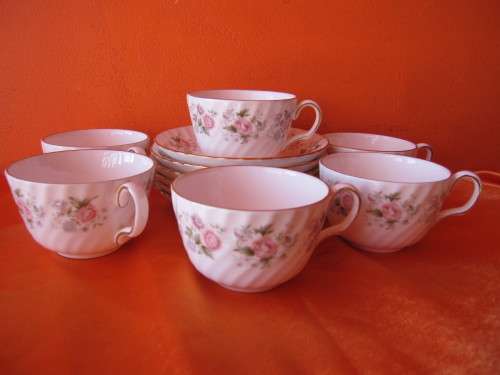 6 MINTON SPRING BOQUET TEACUPS AND SAUCERS