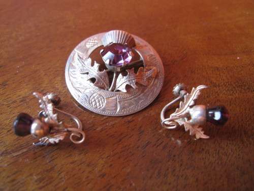 SCOTTISH SILVER BROOCH AND EARINGS