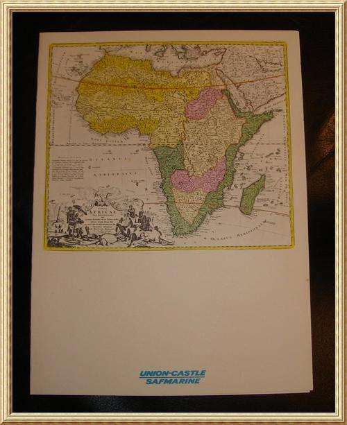 Original - Union Castle Lines Transvaal Castle / SA Vaal Dinner Menu 8/02/1972  from Blisful