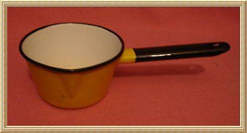 Polish " Yellow " Enamel Sauce Pan from Blisful