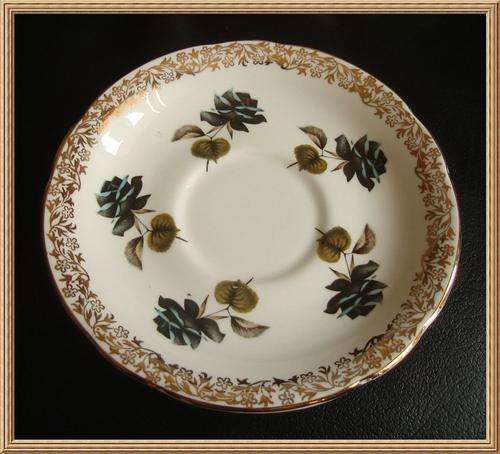 English Parogon " Black Blue Rose " Saucer from Blisful