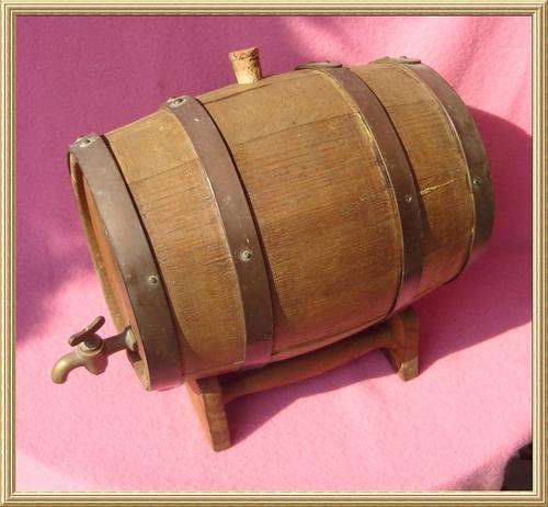 Solid Wooden Barrel on stand with brass tap from Blisful