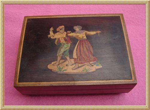 Vintage Footed Wooden Musical Box with Swiss Movement from Blisful