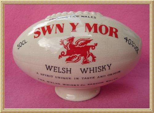 Advertising Porcelain Rugby Ball " Swn Y Mor " Welsh Whisky Decanter from Blisful