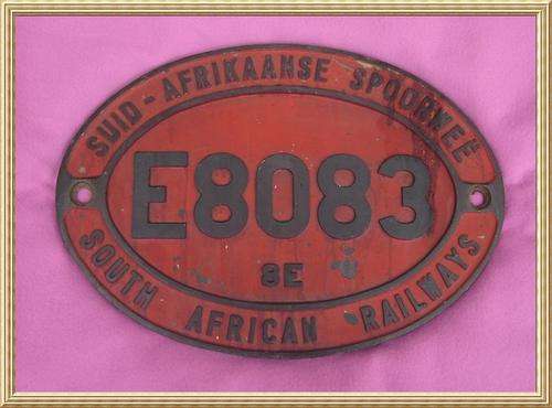 Vintage Solid Brass Oval SAR Loco Plate " E8083 8E " from Blisful