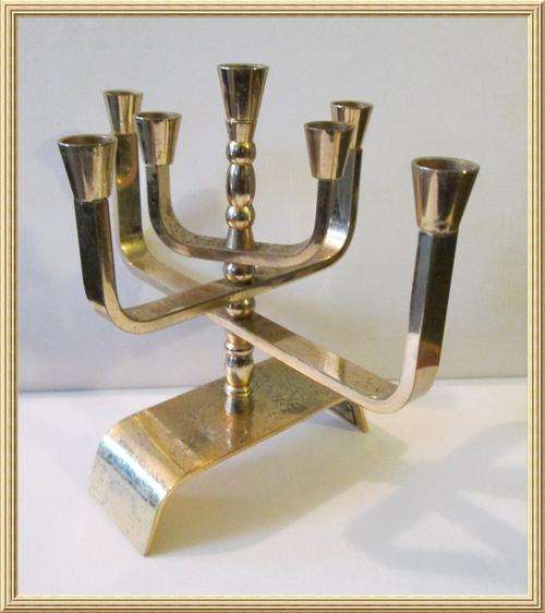 Vintage 24K Gold Plated Karshi Menorah Jerusalem from Blisful