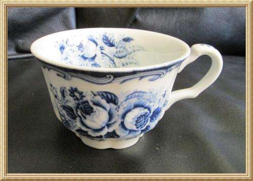 Vintage Japanese Fine China " Blue Rose " Footed Tea Cup from Blisful