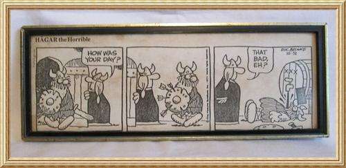 1977 - Framed Hagar the Horrible Comic Strip by Dik Browns 10-31 from Blisful