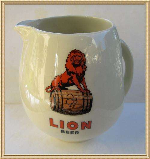 Vintage Lion Bier / Beer Porcelain Jug from Blisful