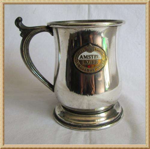 Vintage Advertising Silver Plated Tankard " Amstel Lager " from Blisful