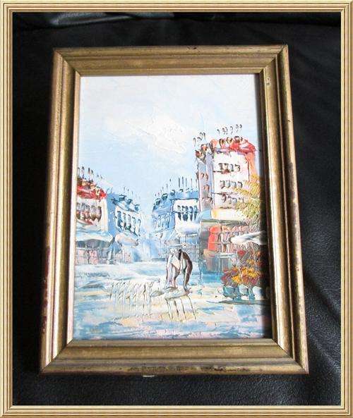 Original Wood Framed Street Scene Painting from Blisful