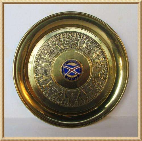 Union Castle Line - Windsor Castle ( 1915-1943 ) Brass Cardinal Sign Tray from Blisful