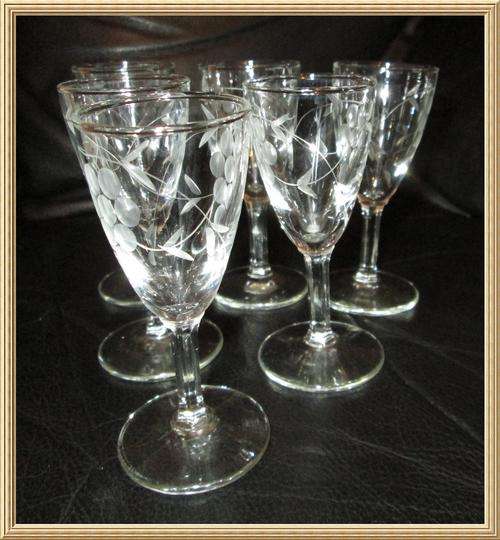 6 x Stemmed Cut Crystal Sherry Glasses from Blisful