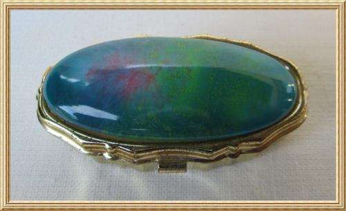 Japanese Metal Pill Box with Turquoise inlay from Blisful