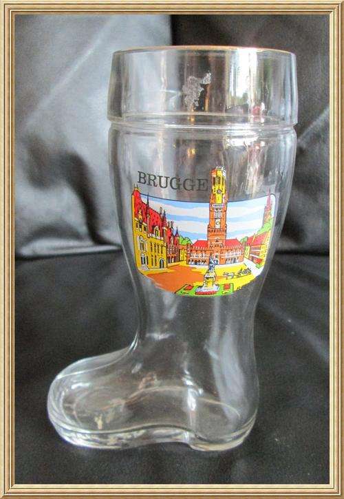 Vintage Brugge Belfort Beer Boot Glass from Blisful