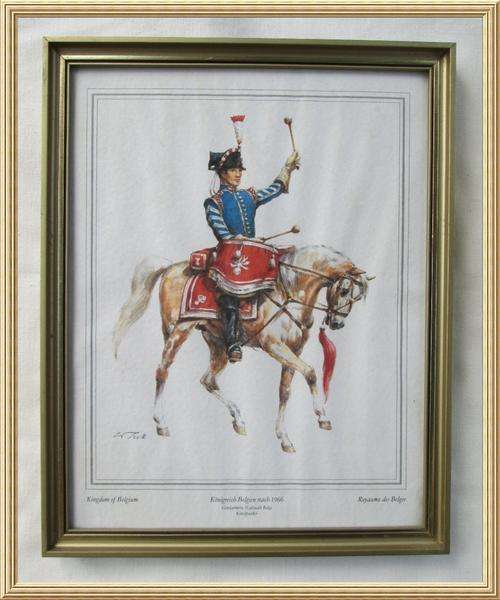 Vintage Military Glass Framed Signed Print 1966 Belgium National Paramilitary Police  from Blisful