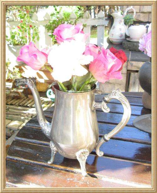 Footed Silver Plated Tea Pot Vase from Blisful