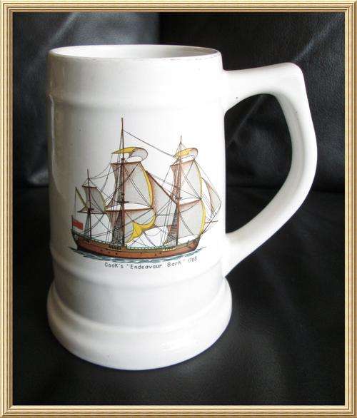 1768 - Cook's " Endeavour Bark " Ship Tankard from Blisful