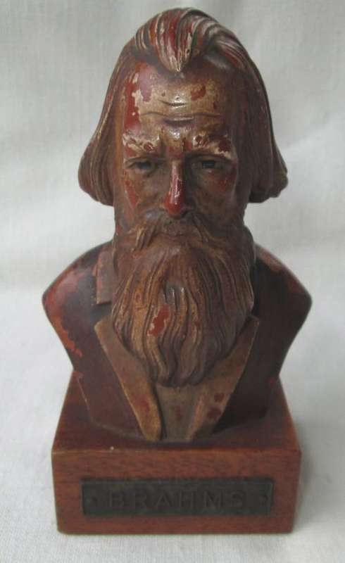 Vintage Solid Wooden Bust of Brahms from Blisful