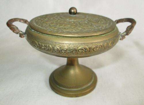 Vintage Brass Plated Footed Lidded Holder from Blisful