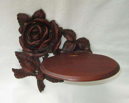Vintage Syroco Wood Rose Wall Shelf / Sconce from Blisful
