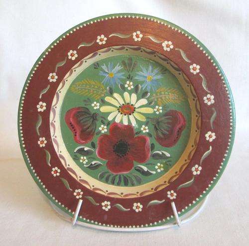Vintage Wooden Hand Painted Floral Plate from Blisful