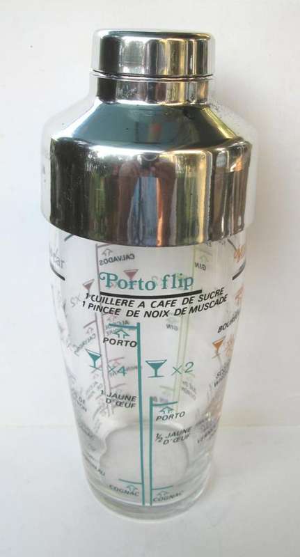 Vintage French Glass Cocktail Mixer / Shaker with Recipes from Blisful