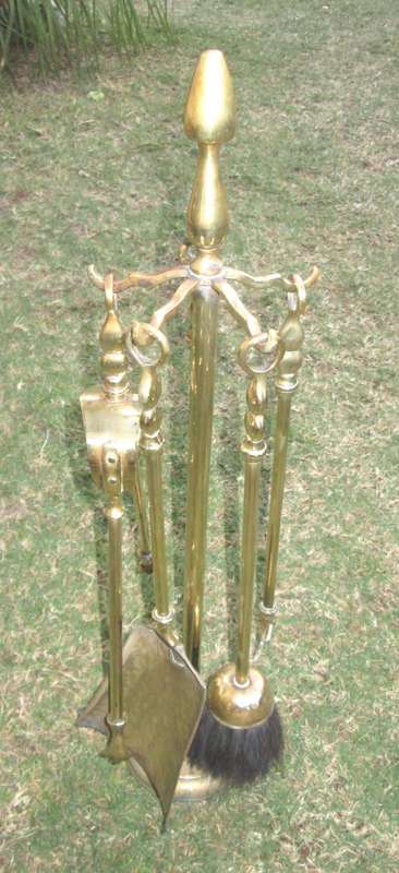 Vintage Solid Brass Fire Iron Set from Blisful