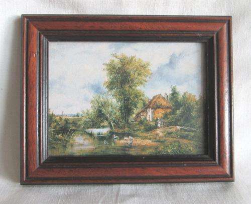 Vintage Glass & Hardwood Country Scene Frame from Blisful