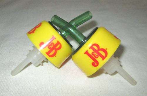 Pair of J & B Whiskey Pour Spouts from Blisful