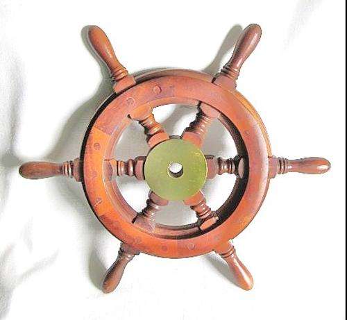 Vintage Solid Hardwood Ship's Wheel from Blisful