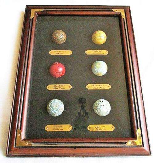 Vintage Glass Box Framed Golf Ball Collection Feather Ball by John Gourlay - Blisful