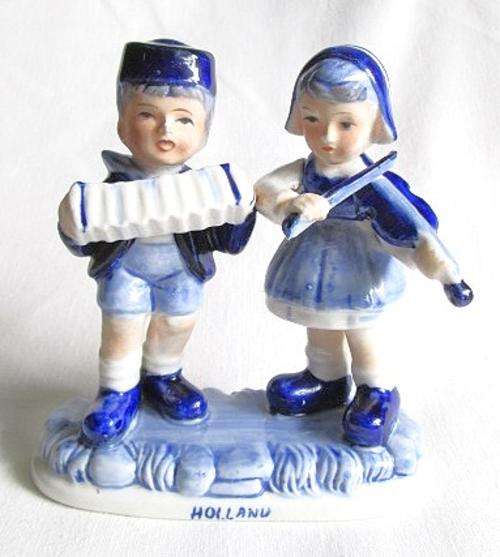 Vintage Delft Musical Boy & Girl Figurine from Blisful