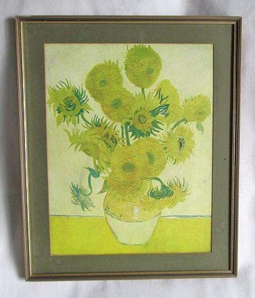 Vintage Framed Vincent van Gogh Sunflowers from Blisful