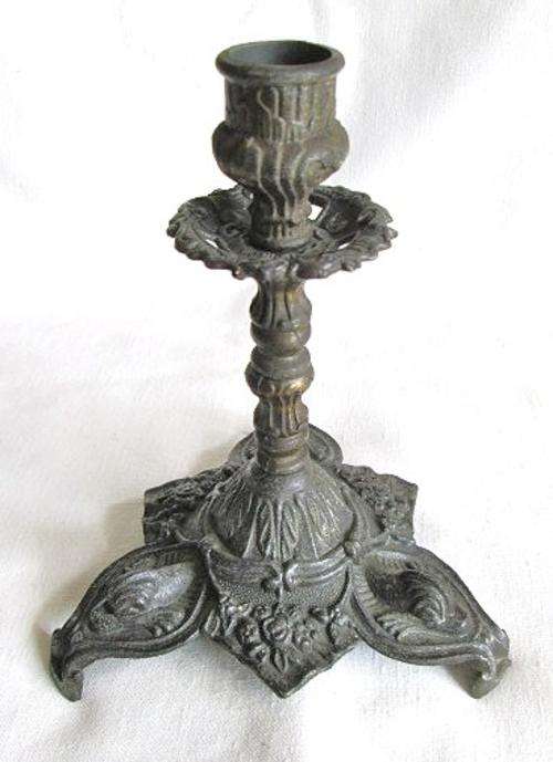 Vintage Ornate Italian Cast Metal Candle Stick from Blisful