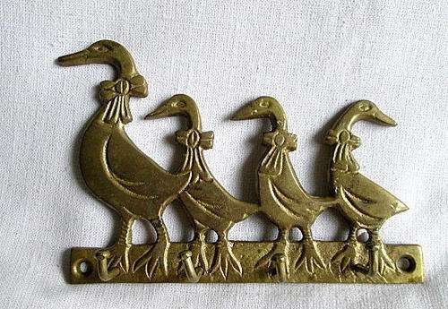 Vintage Solid Brass Ducks Wall Key Holder from Blisful