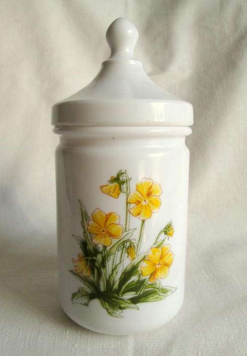 Vintage Floral Lidded Milk Glass Holders from Blisful